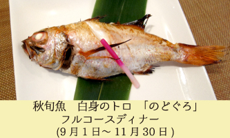 秋旬魚　白身のトロ　「のどぐろ」フルコースディナー